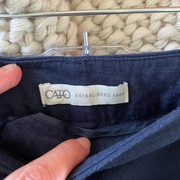 Women’s Cato Hi-Rise Strait leg Linen Blend Navy Pants Trousers size 10 - Picture 4 of 8